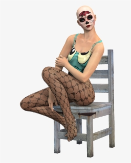 Woman Sitting On Chair , Png Download - Fishnet Stockings Sit, Transparent Png, Transparent PNG