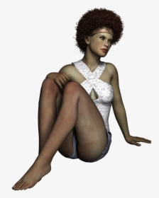 Woman Sitting Shorts Free Picture - Afro, HD Png Download, Transparent PNG