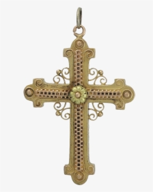 Victorian Period 13k Rose & Yellow Gold Cross Pendant - Cross, HD Png Download, Transparent PNG