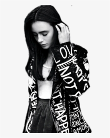 Lily Collins And Black And White Image - Lily Collins Photoshoot Png, Transparent Png, Transparent PNG
