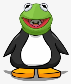 Kermit The Frog Head From A Player Card - Penguin With Santa Hat, HD Png Download, Transparent PNG