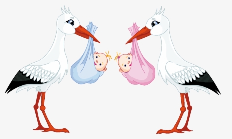 Cigueña Para Baby Shower Png - Twins Boy And Girl Clipart, Transparent Png, Transparent PNG