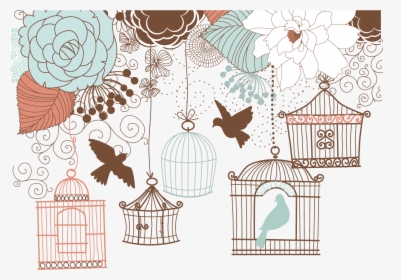 And Birdcage Wedding Illustration Retro Invitation - Bird Cage Clipart Wedding, HD Png Download, Transparent PNG