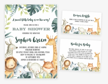 Safari Animals Baby Shower Invitation Pack - Jungle Animal Baby Shower Invites, HD Png Download, Transparent PNG
