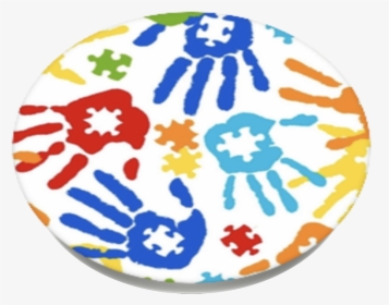 Transparent Autism Puzzle Piece Clipart - Hand Print With Puzzles, HD Png Download, Transparent PNG