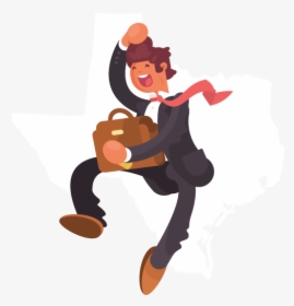 A Businessman In Front Of An Outline Of Texas - Cartoon, HD Png Download, Transparent PNG