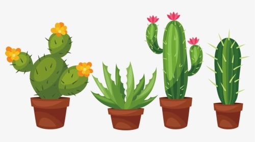 Cactus Succulent Plant Cactaceae Prickly Pear Clip - Cactus Drawing With Flower, HD Png Download, Transparent PNG