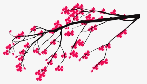Transparent Cherry Blossom Branch Clipart - Cherry Blossom Tree Draw, HD Png Download, Transparent PNG