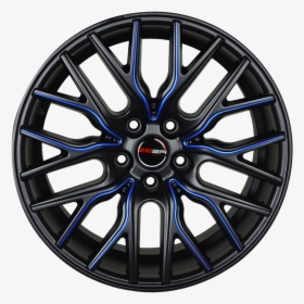 18 Inch Matte Black With Blue Mill Rims Flare   Title - 15 Inches Alloy Wheels, HD Png Download, Transparent PNG