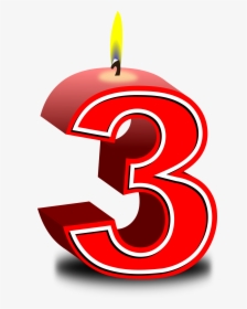 Red Number 3 Birthday Candle, HD Png Download, Transparent PNG