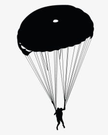Parachute Silhouette Parachuting - Black In White Parachute, HD Png Download, Transparent PNG