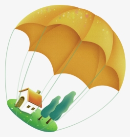 Yellow Cartoon Parachute House Decoration Pattern - Casitas Infantiles Png, Transparent Png, Transparent PNG