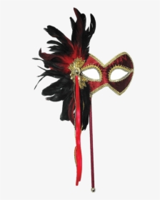 Red & Gold Masquerade Mask - Red Feather Masquerade Masks, HD Png Download, Transparent PNG