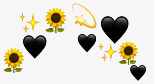 #sunflower #crown #emoji #yellow #heart #black - Transparent Flower Crown Yellow, HD Png Download, Transparent PNG