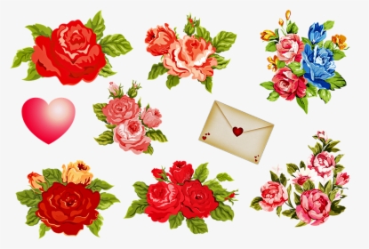 Vintage Flowers Valentine S Day Letter Heart - Valentine's Day, HD Png Download, Transparent PNG