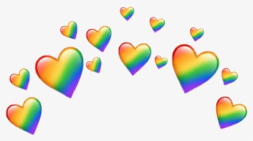 #aesthetic #heart #crown #emoji #tumblr #sparkle #lgbt - Rainbow Heart Crown Png, Transparent Png, Transparent PNG