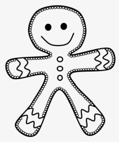 Gingerbread Man, Frosting, Black And White - Line Art, HD Png Download, Transparent PNG