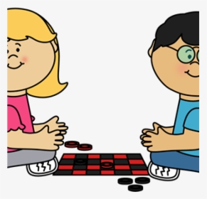 Play Clip Art Kids Playing Board Games Clipart Toys - Children Playing Checkers, HD Png Download, Transparent PNG