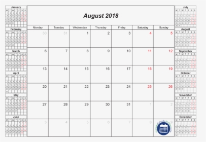 August 2018 Calendar Full Moon - 2017 Calendar Of The Month October, HD Png Download, Transparent PNG