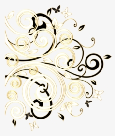 #swirls #leaves #butterflies #gold #golden #vines #goldenvines - Decor Clipart Black And White, HD Png Download, Transparent PNG