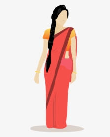 Transparent Indian Clothes Clipart - Woman In Saree Vector, HD Png Download, Transparent PNG
