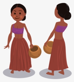 Girl Great Free Silhouette Clipart , Png Download - Indian Village Girl Clipart, Transparent Png, Transparent PNG