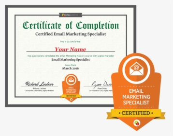 Email Marketing Specialist Certification & Badge - Certificate Marketing, HD Png Download, Transparent PNG