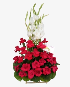 Bouquet Of Red Rose With White Gladiolus, HD Png Download, Transparent PNG