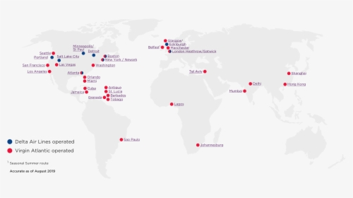 Virgin Atlantic Route Map 2019, HD Png Download, Transparent PNG