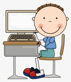 Computer Center Clipart Clip Art Library - Kid On Computer Clipart, HD Png Download, Transparent PNG