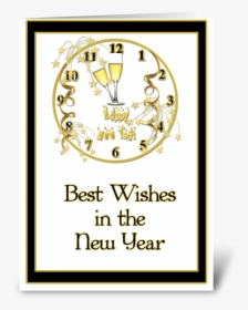 New Year, Gold Clock, Best Wishes Greeting Card - Crest, HD Png Download, Transparent PNG