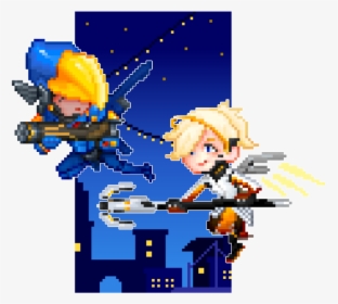 Pharmercy Overwatch Mercy Pharah Pixel - Cartoon, HD Png Download, Transparent PNG
