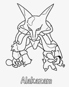 Arcanine Coloring Pages - Alakazam Pokemon Black And White, HD Png Download, Transparent PNG
