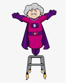 Grandma Clipart Walker - Super Grandma Cartoon Png, Transparent Png, Transparent PNG