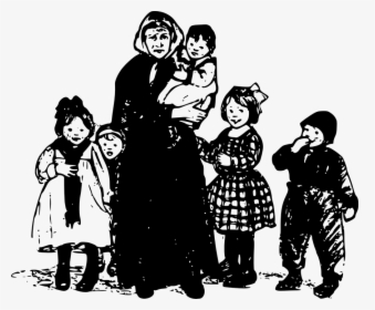 Granny, Nanny, Woman, Kids, Grandma, Grandmother - Refugee Children Clip Art, HD Png Download, Transparent PNG