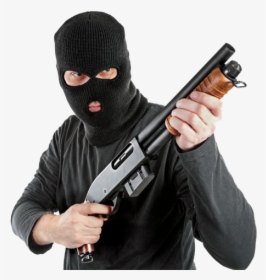 Armed Robber Transparent File - Masked Man Pointing Gun Stock, HD Png Download, Transparent PNG