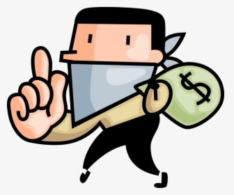 Vector Illustration Of Criminal Bank Robber Thief In - Clipart Robbers, HD Png Download, Transparent PNG