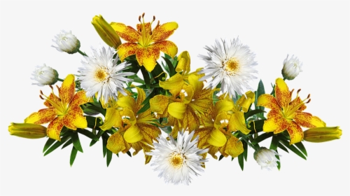 Flowers, Yellow, Fragrant, Lilies, Daisies, Arrangement - Png Yellow Lily, Transparent Png, Transparent PNG
