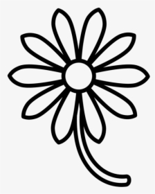 Daisy Flower Outline Flat Icon Sticker - Flower Line Black And White Vector, HD Png Download, Transparent PNG