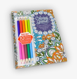 Spiral-bound Coloring Journal With Flower Cover And - Colored Pencils And Coloring Book, HD Png Download, Transparent PNG