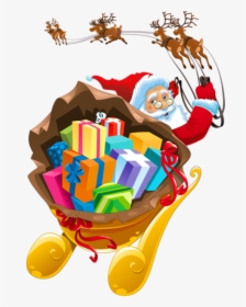 Santa Sleigh Png Transparent - Santa Claus On Sleigh Png, Png Download, Transparent PNG