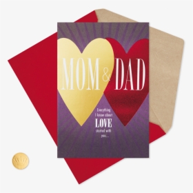 Dad You Two Are My Heart Valentine S Day Card For Mom - Construction Paper, HD Png Download, Transparent PNG