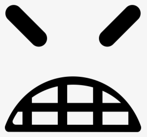 Angry Emoticon Square Face With Closed Eyes - Angry Smiley Clip Art Black And White, HD Png Download, Transparent PNG