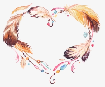 Feather Heart Leaves Fang - Feather Wreath Clipart Png, Transparent Png, Transparent PNG