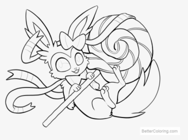 Free Sylveon Coloring Pages Lines By Tsaoshin Printable - Eevee Evolution Pokemon Coloring Pages, HD Png Download, Transparent PNG