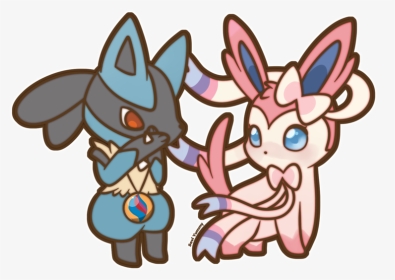 Picture Free Stock Commission Chibi And Lucario By - Pokemon Lucario And Sylveon, HD Png Download, Transparent PNG