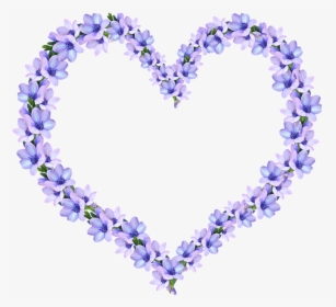 Frame, Purple, Flowers, Design - Purple Flower Heart Transparent, HD Png Download, Transparent PNG