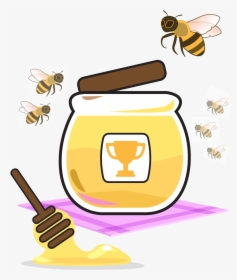 Bees And Honey Jar - Honey Jar Clip Art, HD Png Download, Transparent PNG