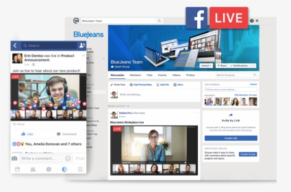 02 Bluejeans For Facebook Live 2 - Facebook Workplace Bluejeans, HD Png Download, Transparent PNG