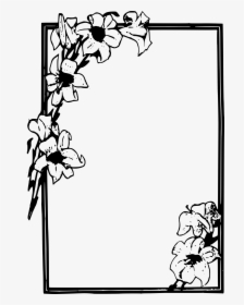 Simple Flower Frame Clip Arts - Flower Frame Clipart Black And White, HD Png Download, Transparent PNG
